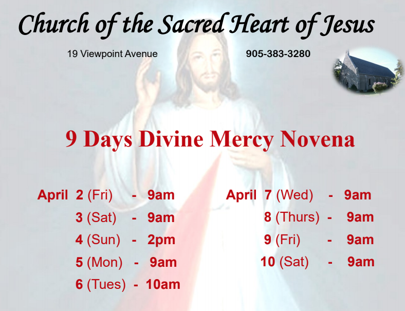 Divine Mercy Novena 9 Days of Prayer Begins April 2nd Sacred Heart
